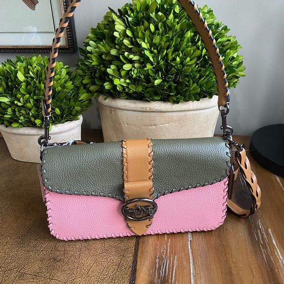 Coach Georgie Whipstitch Colorblock Leather Shoulder/Crossbody Bag - Picture 6 of 15